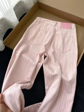 Pink Striped Wide-leg Jeans